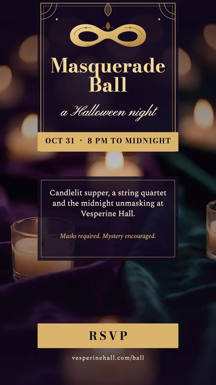 Vesperine Hall masquerade ball template