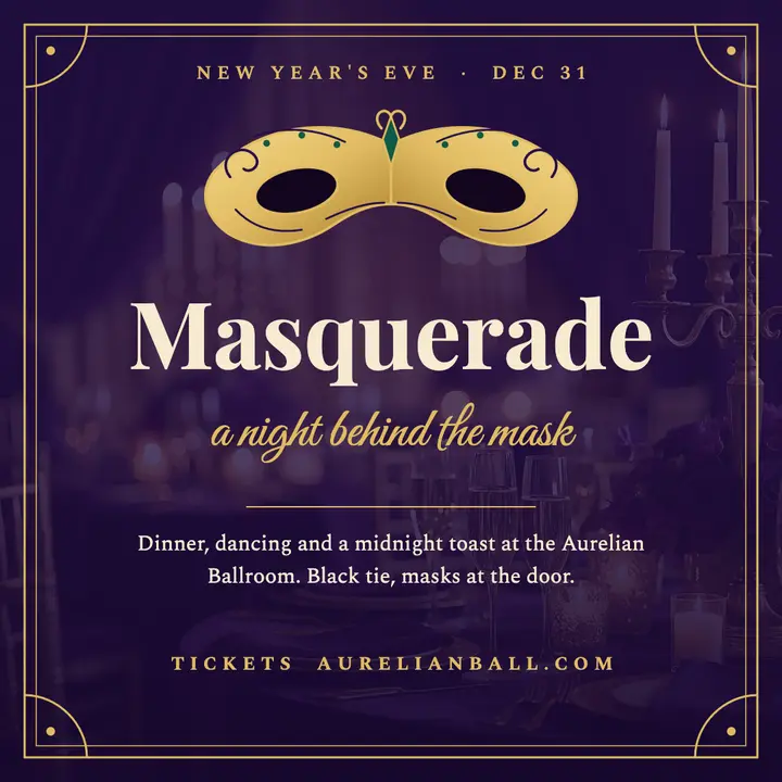 Aurelian masquerade New Year's Eve ball post template