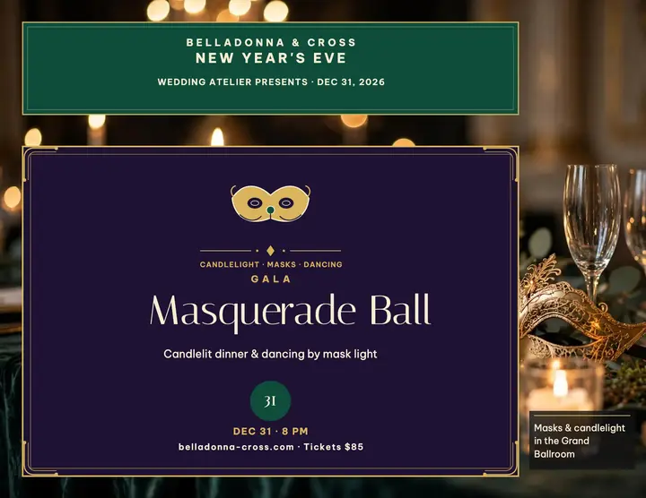 Masquerade wedding gala flyer, candlelight template