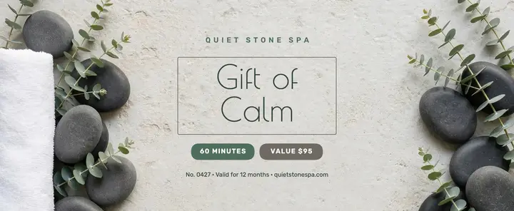 Gift of Calm massage voucher template