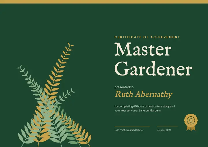 Master Gardener certificate template