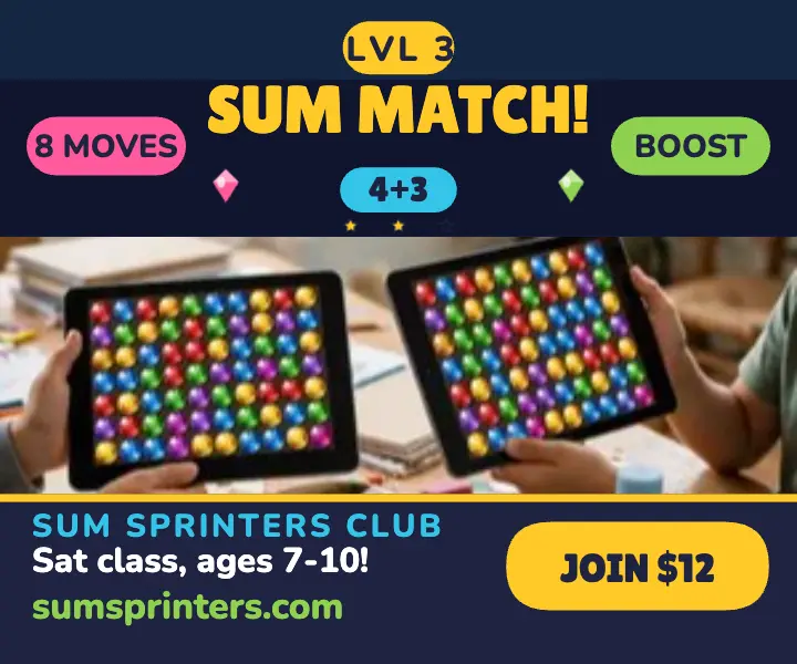 Sum Sprinters Club math class candy ad template