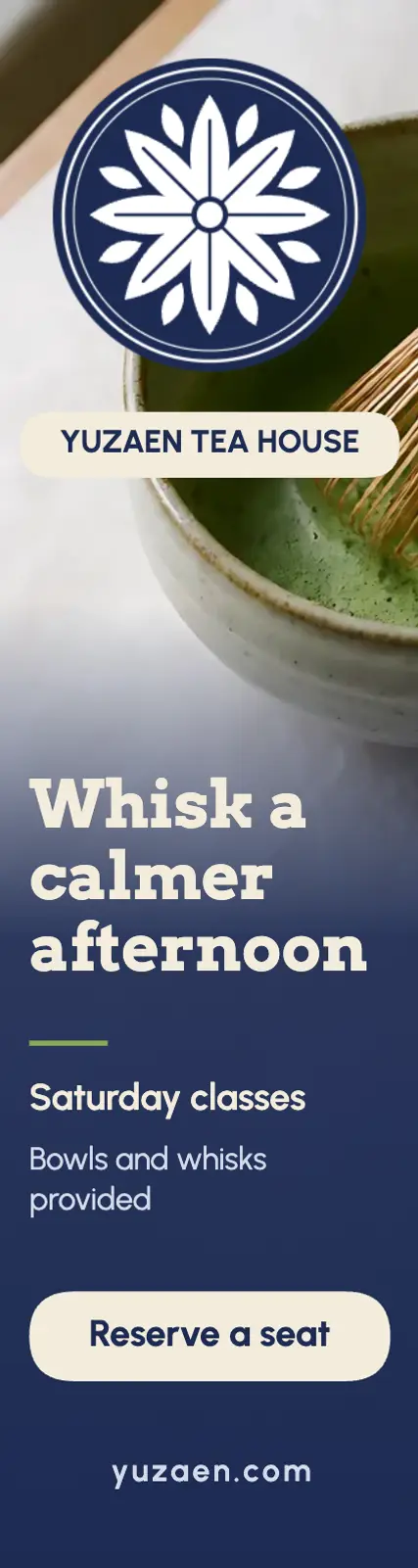 Yuzaen tea house matcha whisking class skyscraper ad template