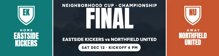 Eastside Kickers vs Northfield final billboard template