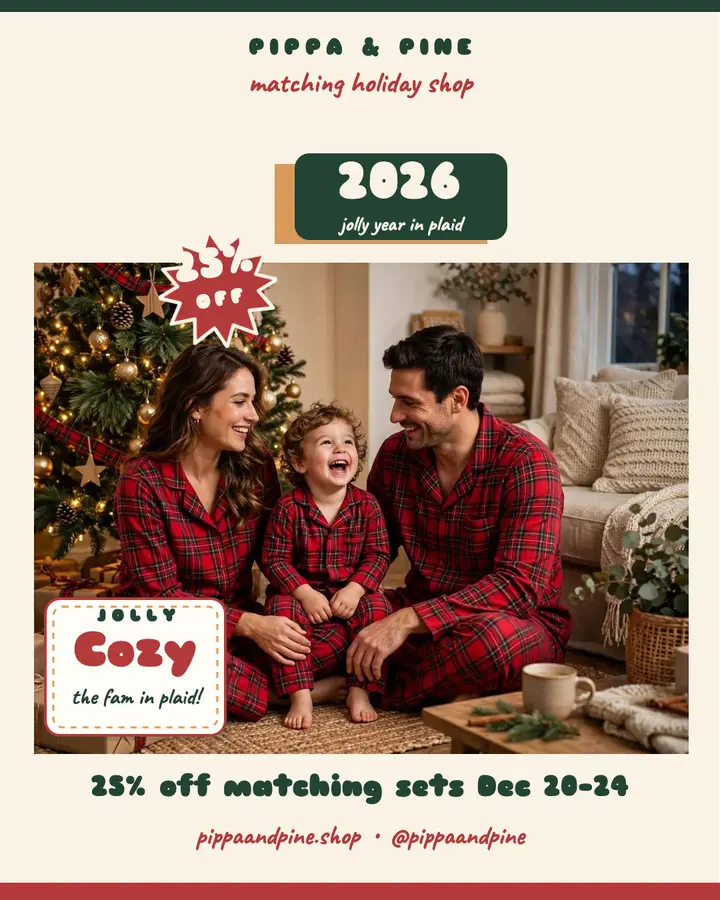 Matching plaid pajamas family post template