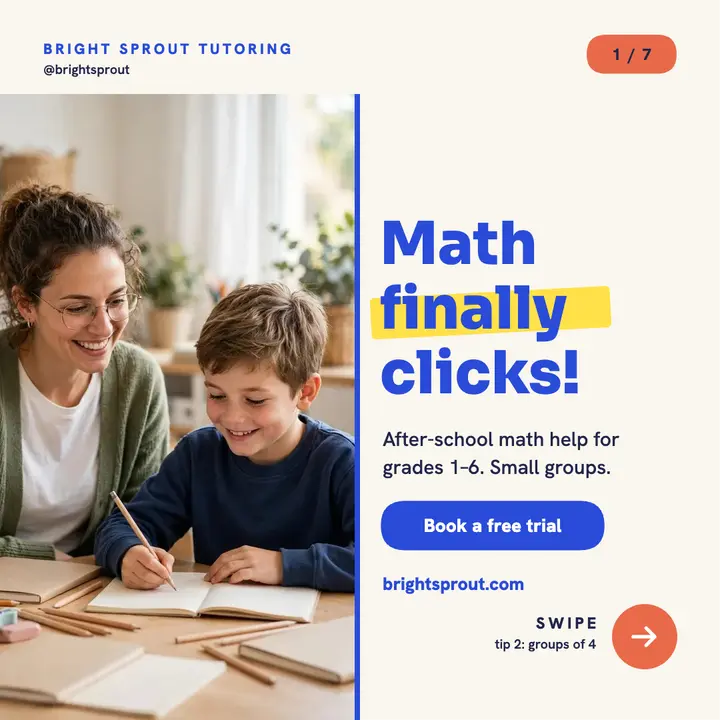 Bright Sprout math help carousel post: math tutoring carousel post template