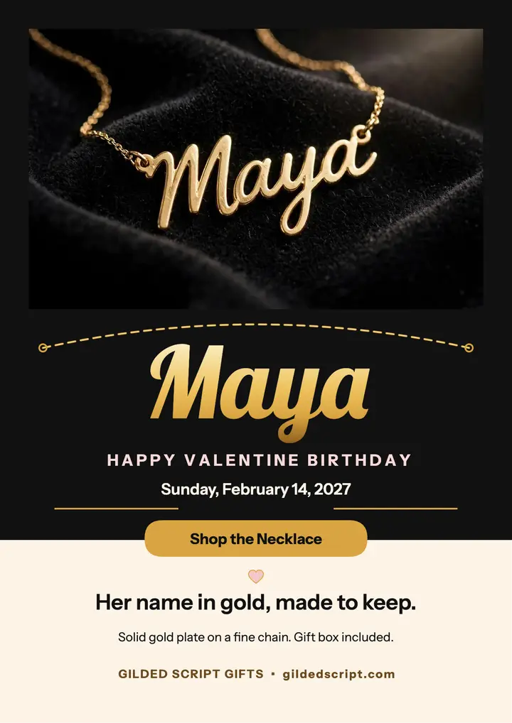 Maya Valentine birthday nameplate flyer template
