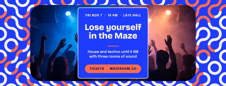 Maze Room house and techno night cover template