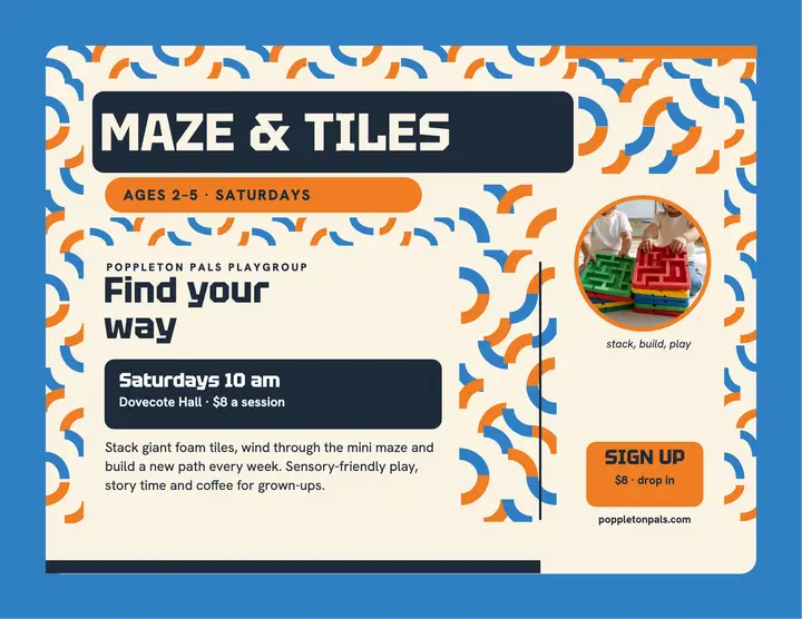 Poppleton Pals maze and tiles flyer template