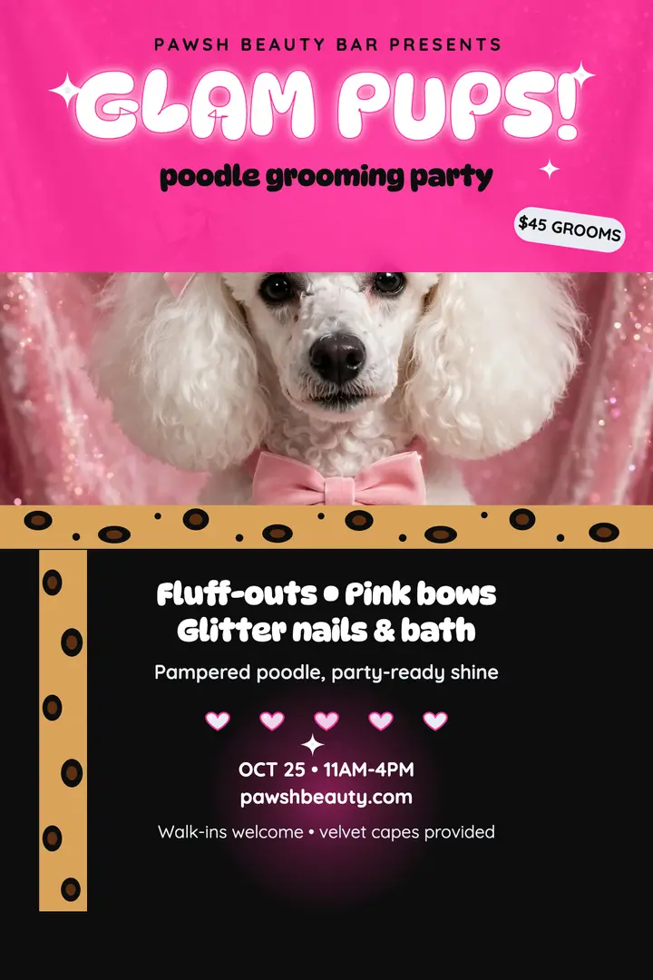 Pawsh poodle glam party poster template
