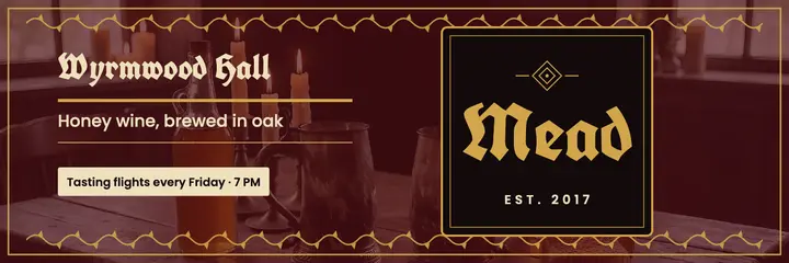 Wyrmwood mead hall X header, future medieval template