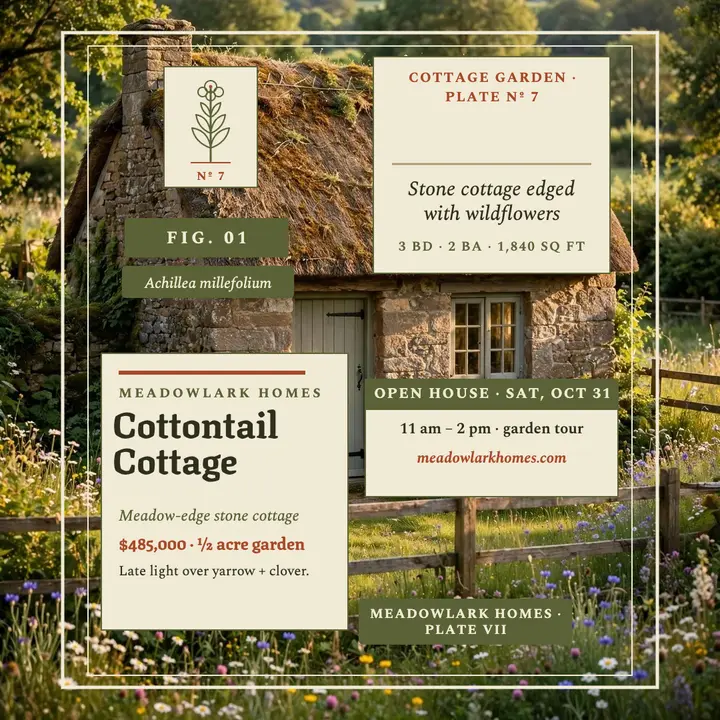 Cottontail Cottage field guide post template