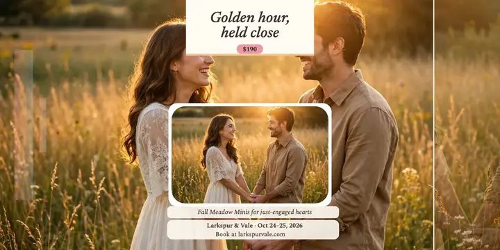 Meadow engagement minis, golden hour post template