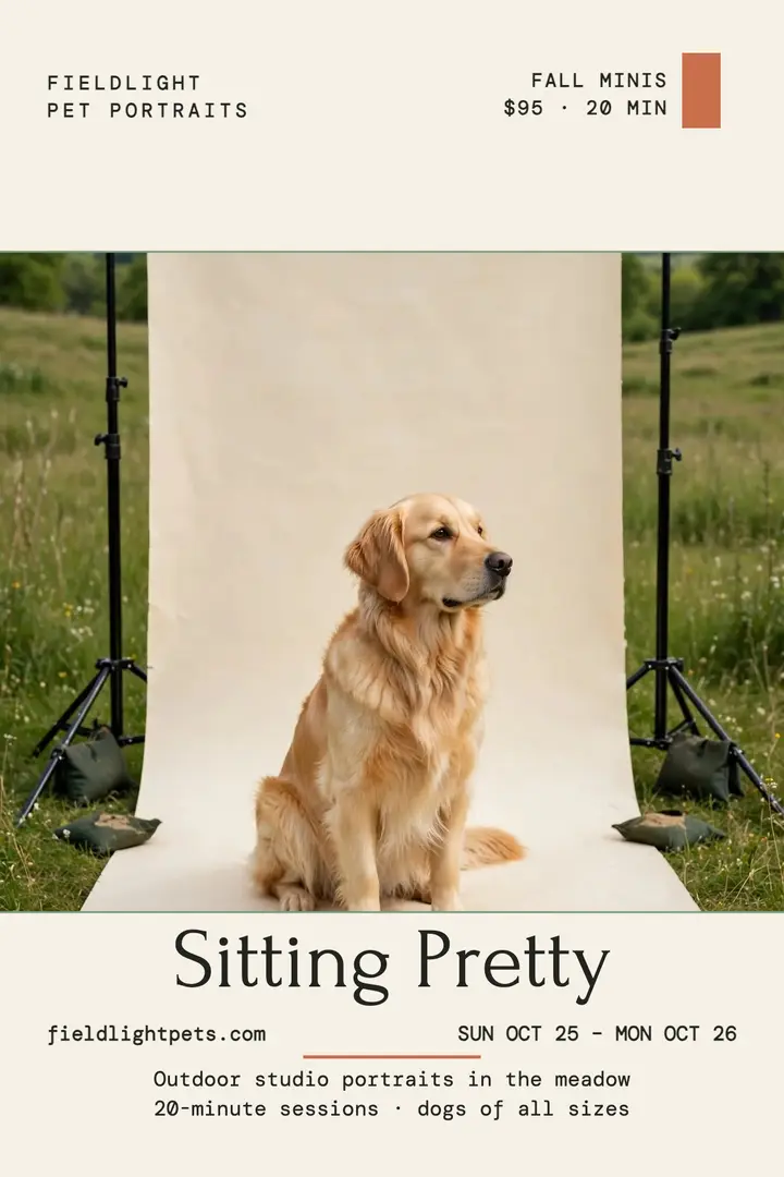 Fieldlight meadow pup backdrop poster template