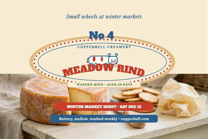 Meadow Rind cheese launch postcard template