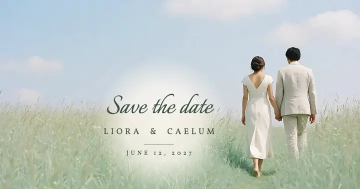 Liora and Caelum meadow save the date: save the date facebook post template