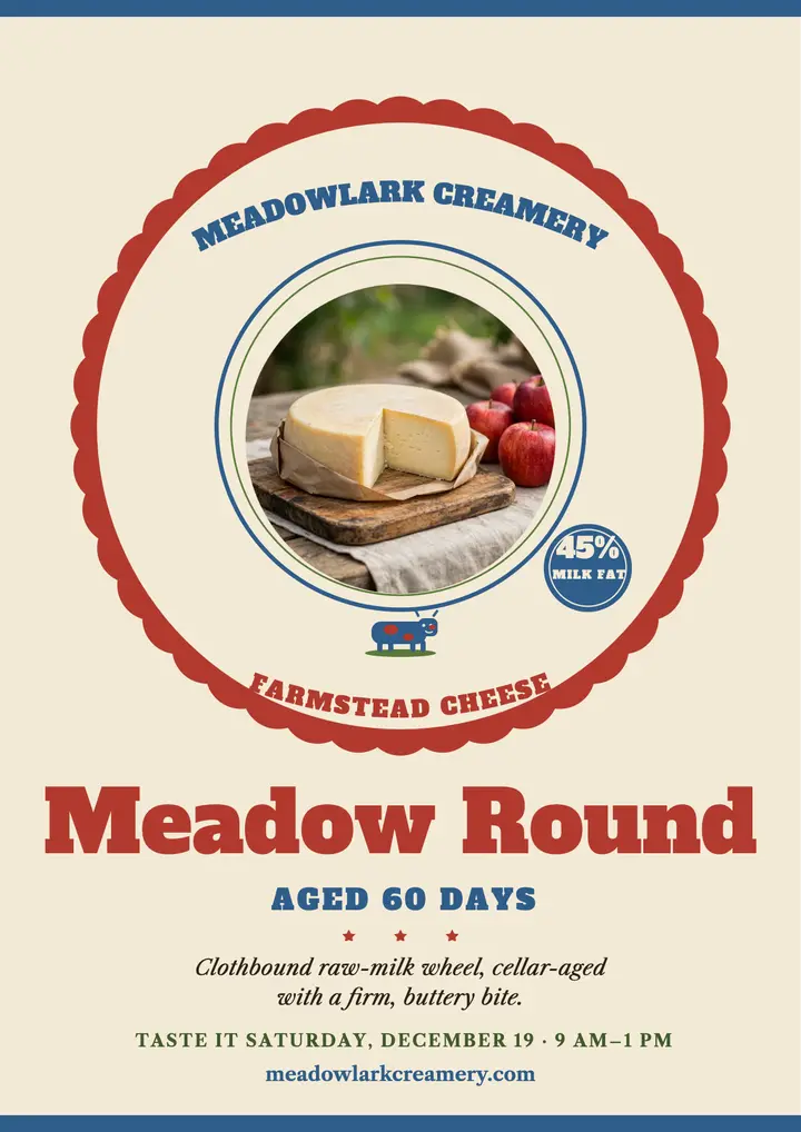 Meadowlark Creamery farm cheese label flyer template