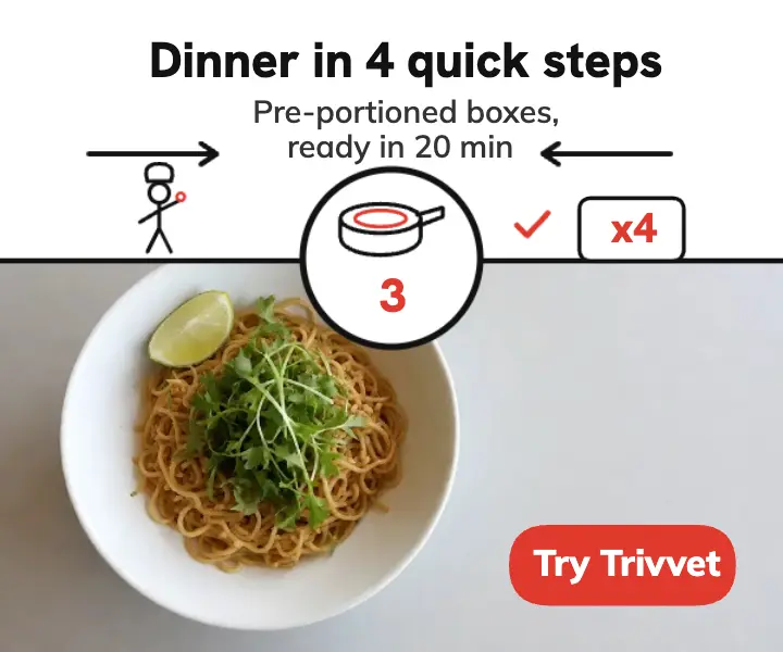 Trivvet meal kit, dinner in 4 steps assembly ad template