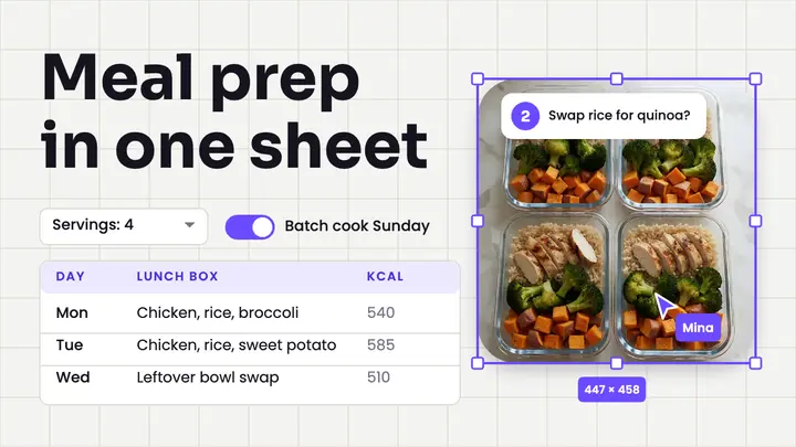 Meal prep in one sheet thumbnail, UI fragments template