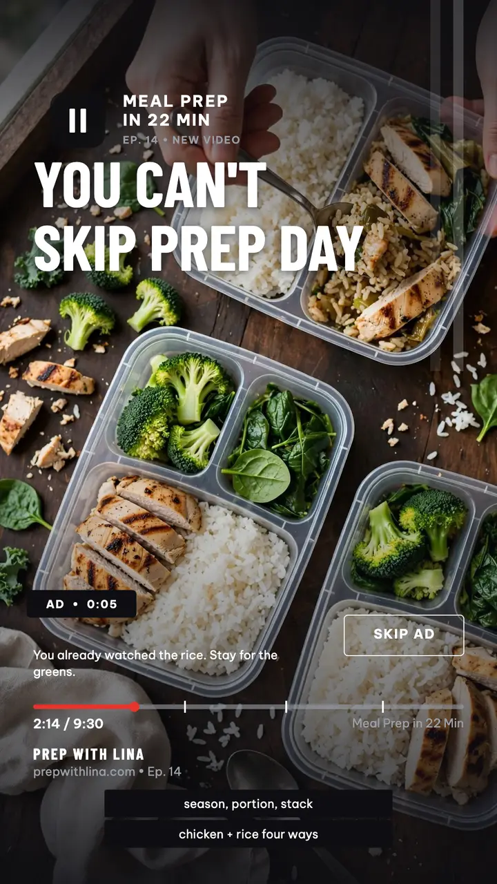 Prep With Lina skip ad meal prep story template