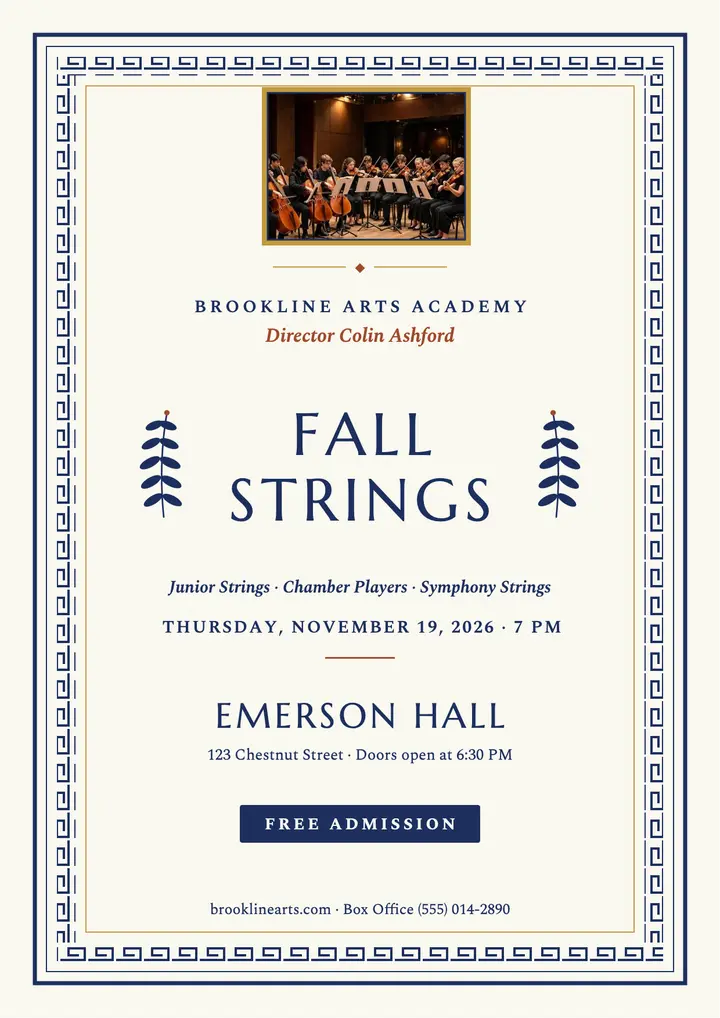 Brookline Fall Strings program flyer template