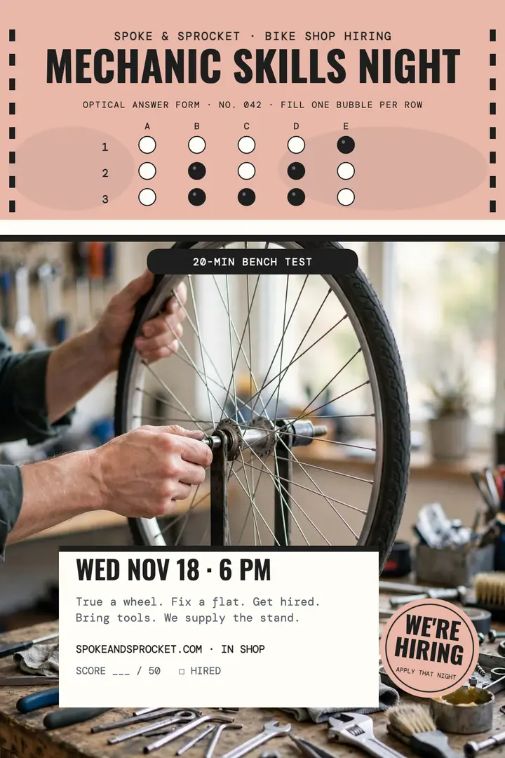 Spoke and Sprocket skills night poster template
