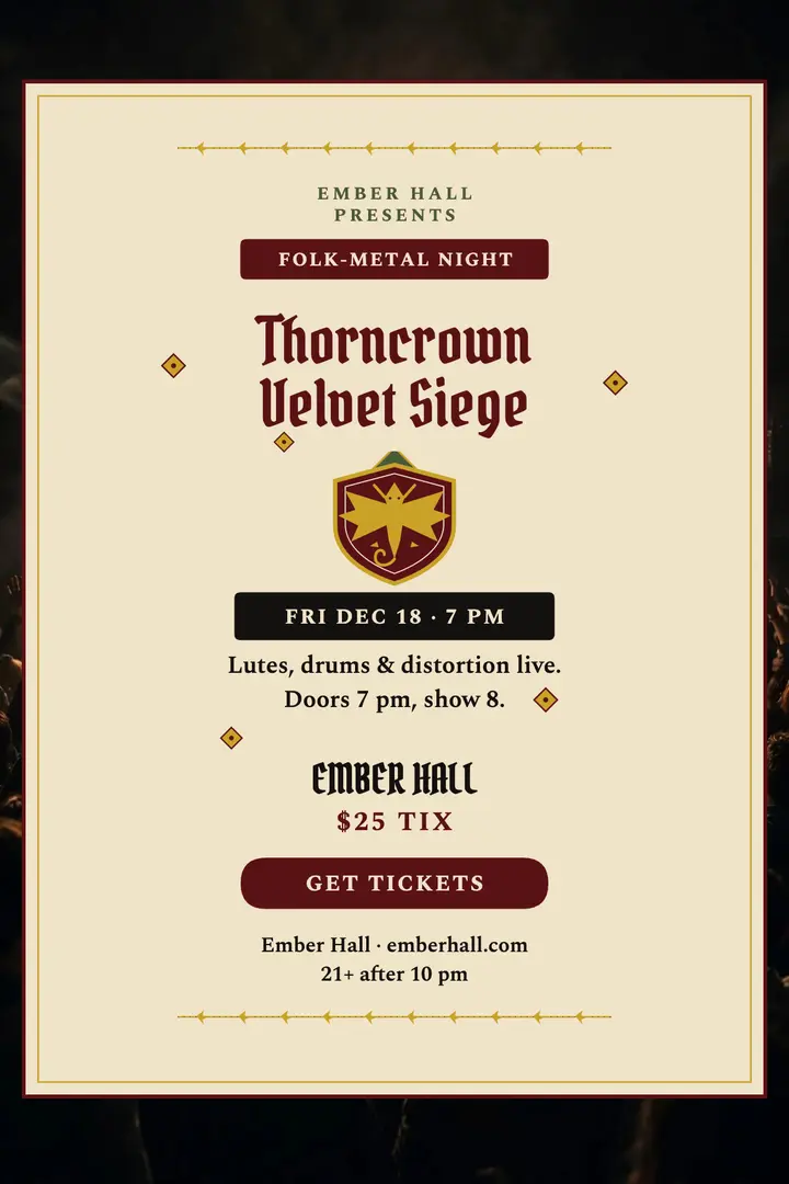 Thorncrown folk-metal night poster template