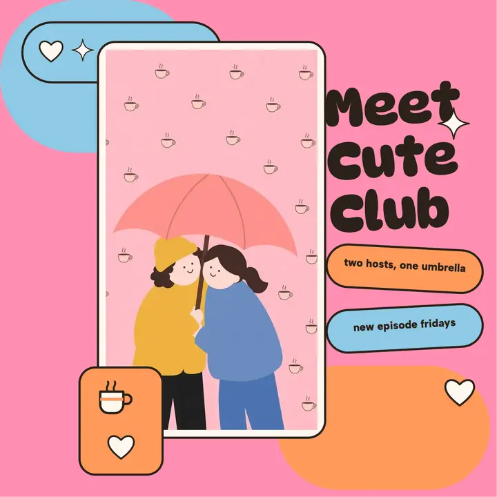 Meet Cute Club romance podcast cover template