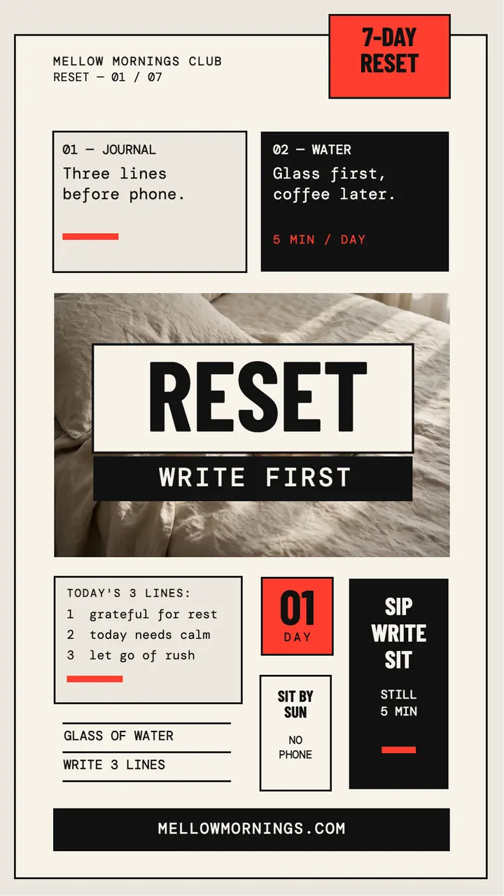 Mellow Mornings clean reset story template