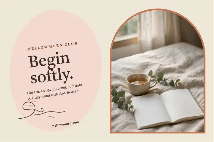 Slow mornings ritual postcard, Mellowmorn: wellness postcard template
