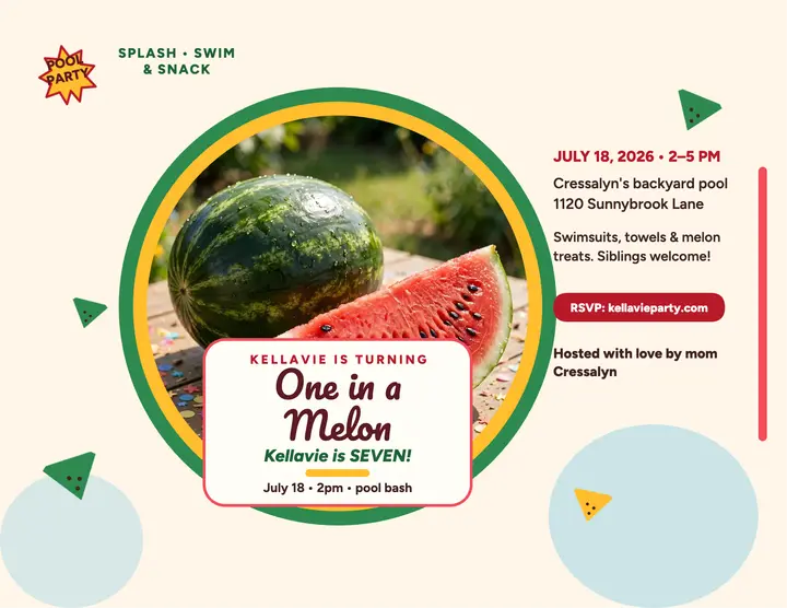 Kellavie melon pool party flyer template