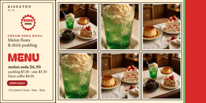Cream Soda Hana kissaten menu post template
