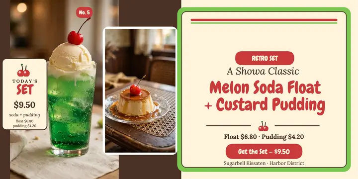 Sugarbell melon soda and pudding set post template