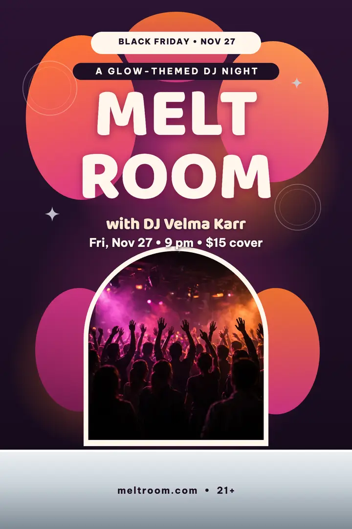 Melt Room glow DJ night poster template