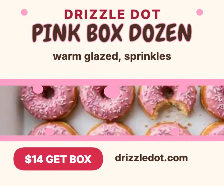 Drizzle Dot pink box dozen mini ad template