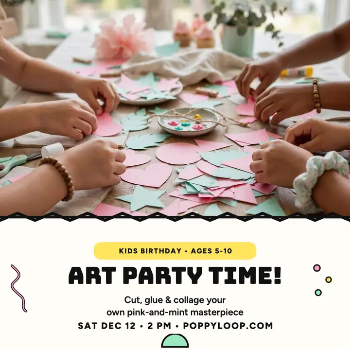 Poppyloop art birthday party square post template