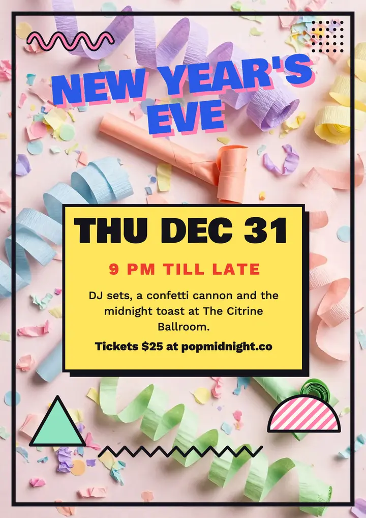 Popmidnight New Year's Eve Memphis flyer template