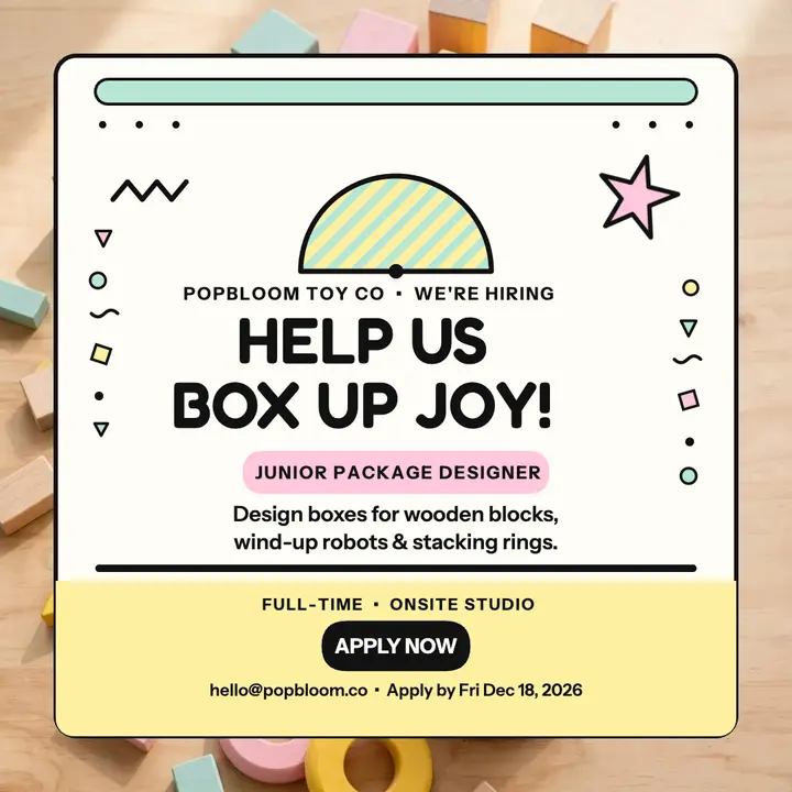 Popbloom toy studio hiring post: toy studio hiring post template