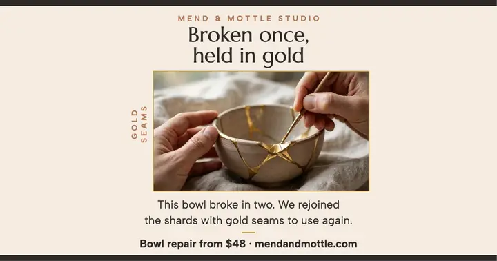 Mend and Mottle kintsugi post template