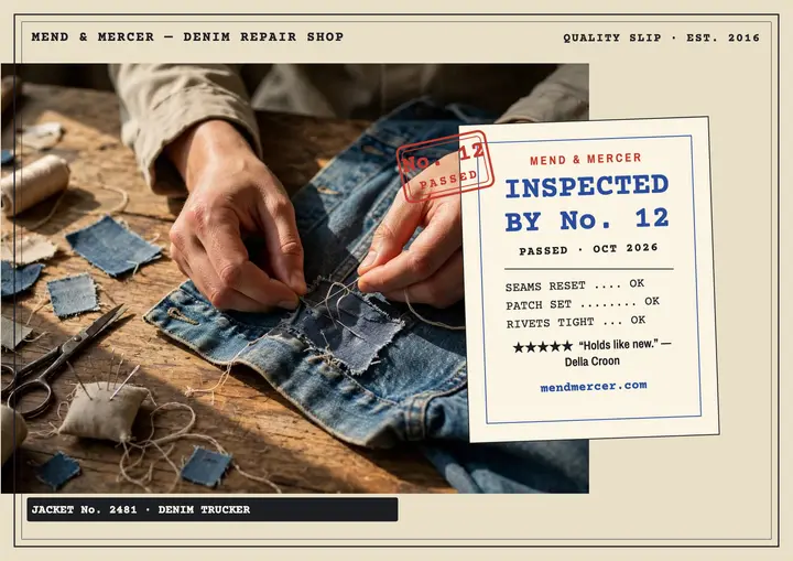 Mended denim inspection certificate template