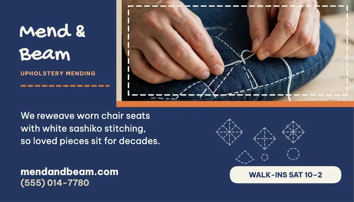 Mend and Beam sashiko mending card template