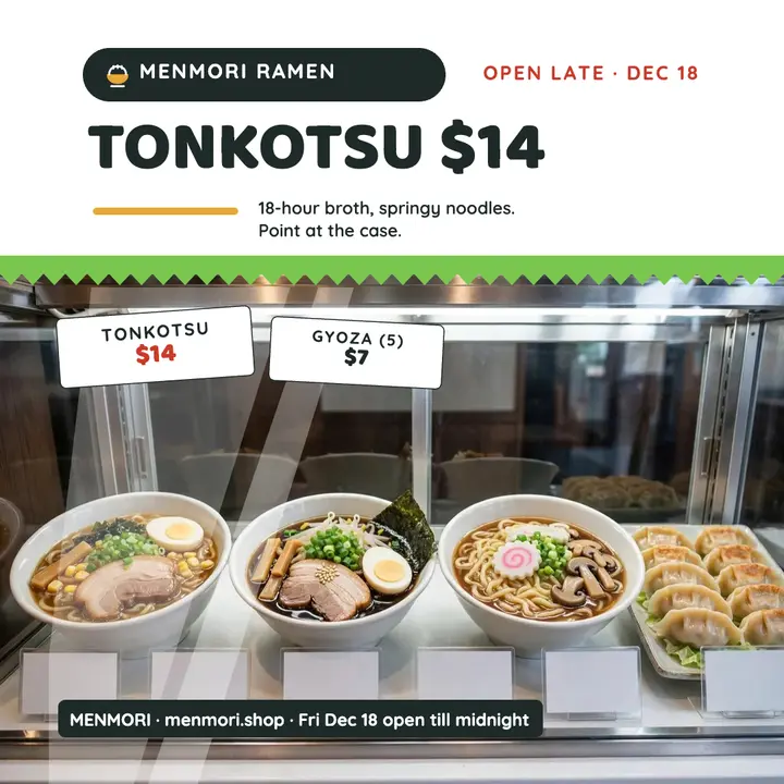 Menmori ramen case menu post template