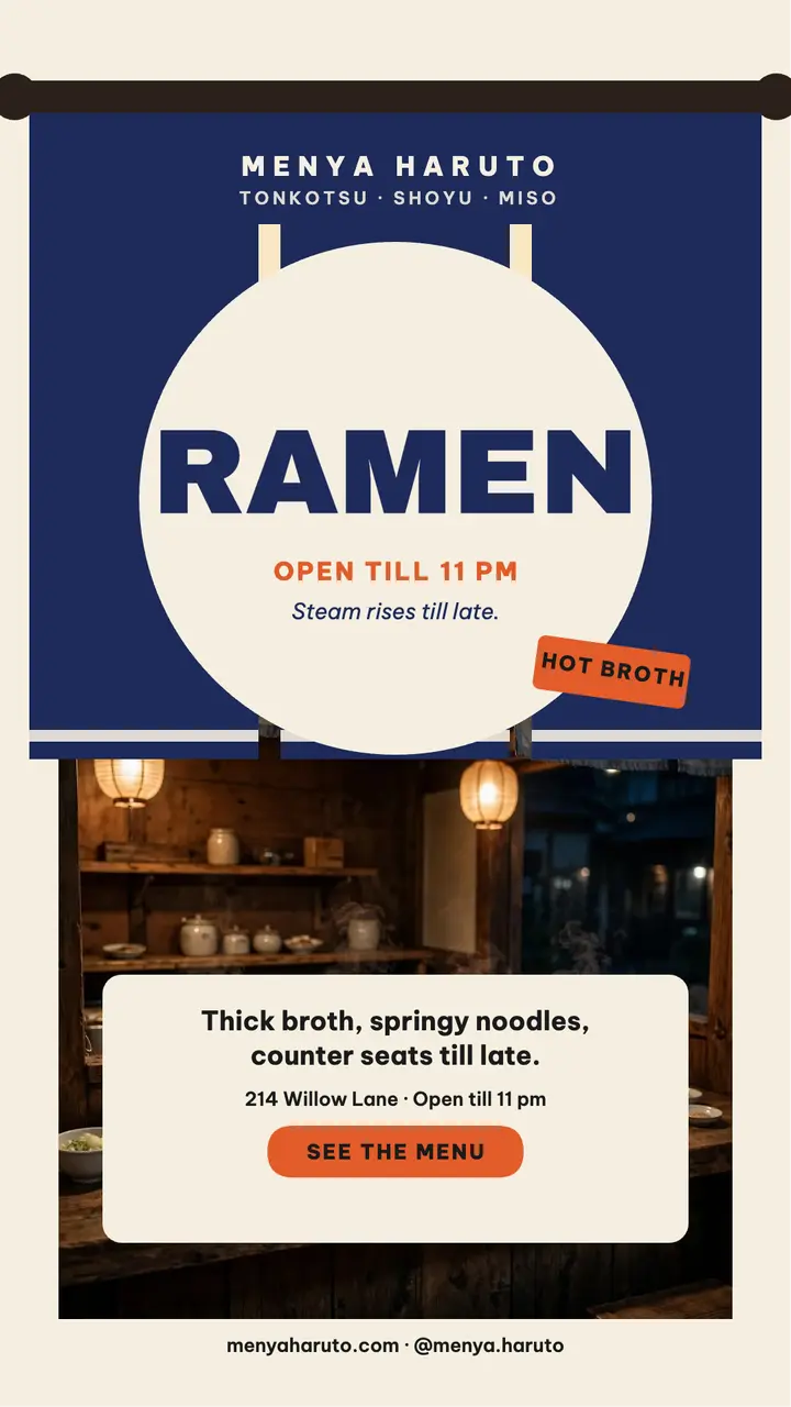 Menya Haruto noren ramen story template