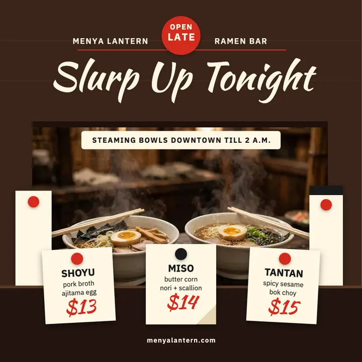 Menya Lantern ramen strip menu template