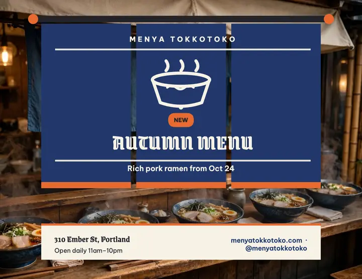 Menya Tokkotoko autumn ramen flyer template