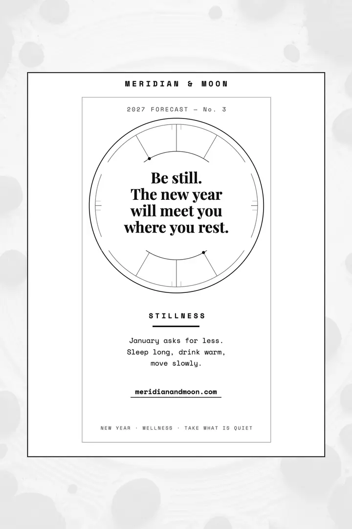 Meridian and Moon stillness forecast poster: wellness horoscope poster template
