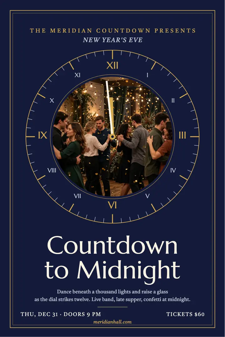 Meridian Countdown New Year poster template