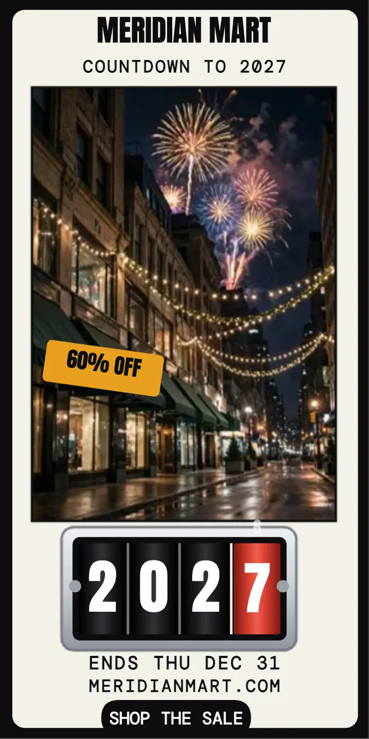 Meridian Mart New Year counter half page ad template