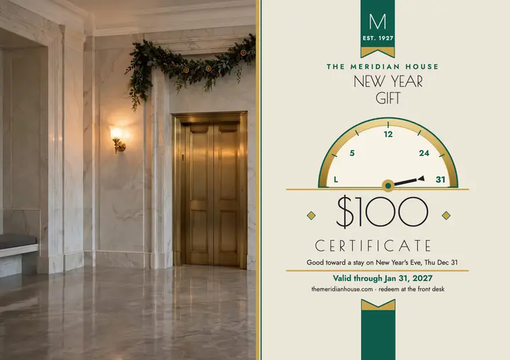 Meridian House New Year gift certificate template