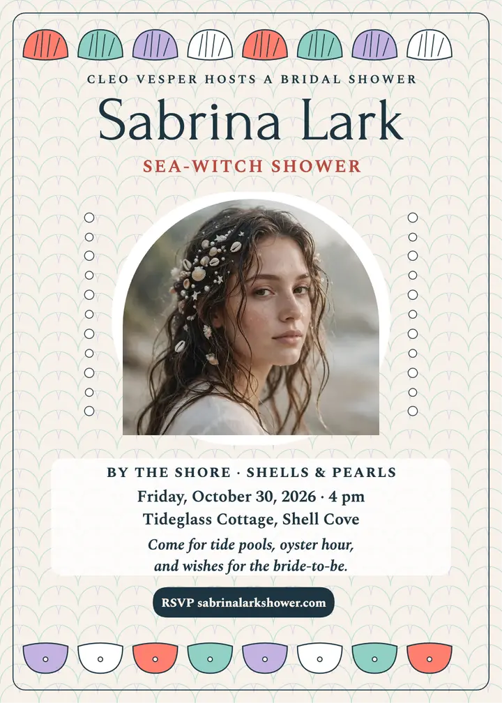 Sabrina sea-witch bridal shower invitation template